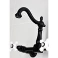 thumbnail image 3 of Kingston Brass KS1260PX Heritage Double-Handle Wall-Mount Bridge Kitchen Faucet, Matte Black, 3 of 7
