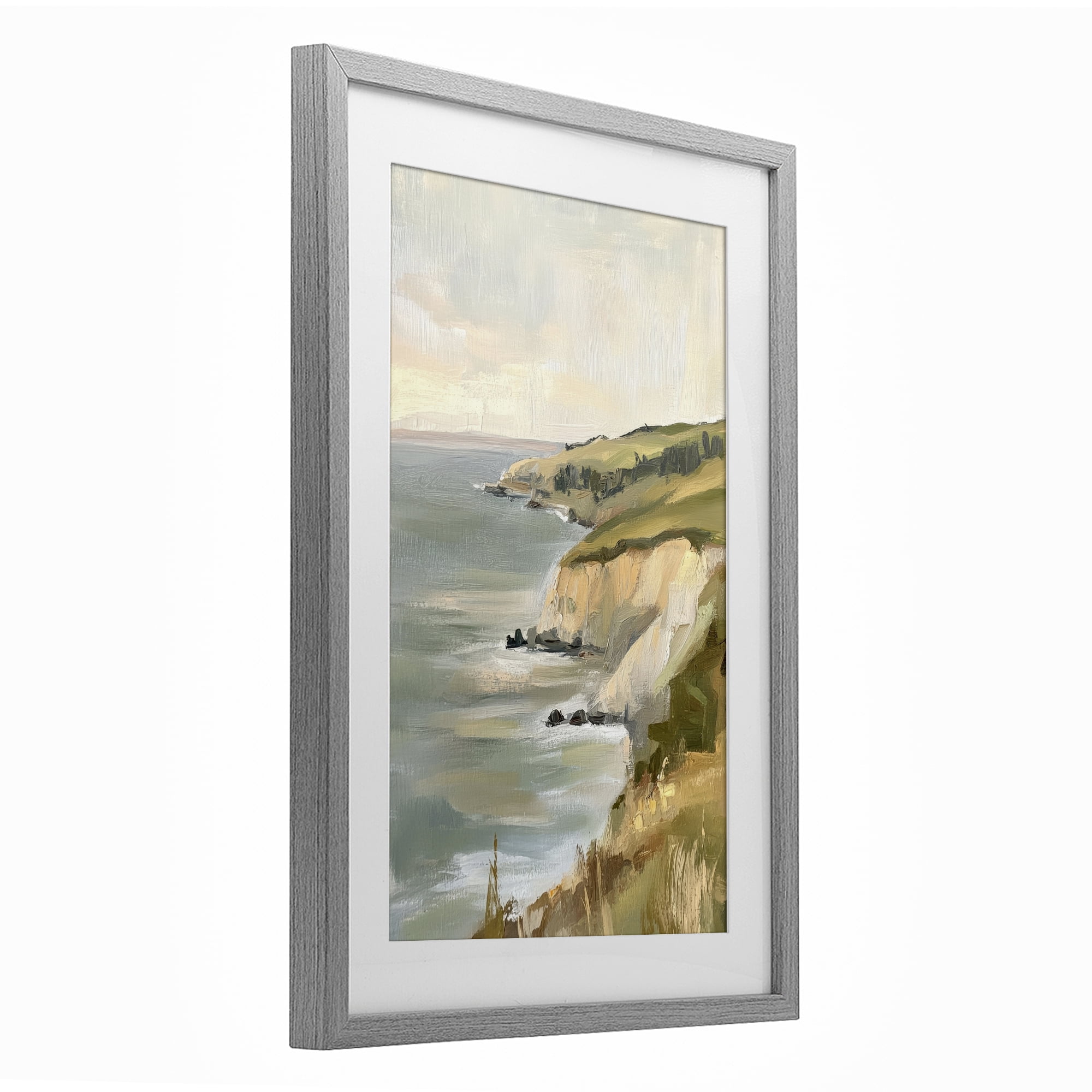 Stupell Industries Cliffs Off The Sea Gray Framed Print Under Glass, design by Petal Prints Design