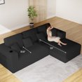 thumbnail image 5 of Wiilayok 110" L-Shape Cloud Sectional Couch with Oversized Chaise,Modern Modular Sofa with Cup Holder and Side Pouch,Comfy Boneless Upholstered Couches for Living Room,Black, 5 of 8