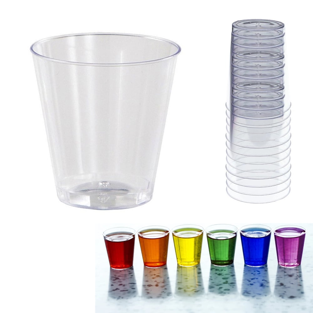 20 Clear Disposable Shot Glasses Hard Plastic 1 oz Vodka Jelly Wedding ...
