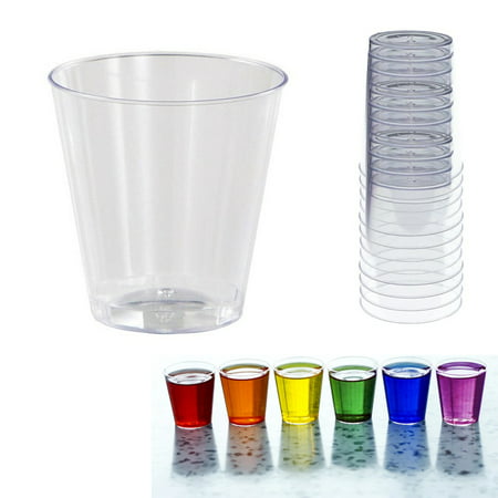 20 Clear Disposable Shot Glasses Hard Plastic 1 oz Vodka Jelly Wedding Party