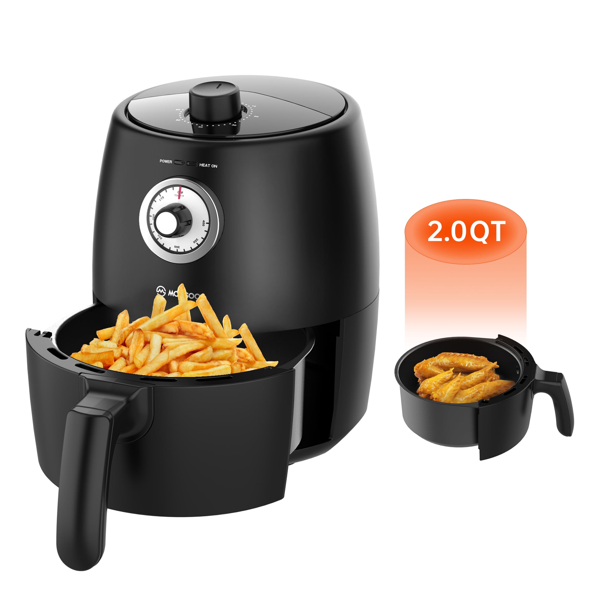 Moosoo Air Fryer, Personal Air Fryer, 2 Quart, for 12 People