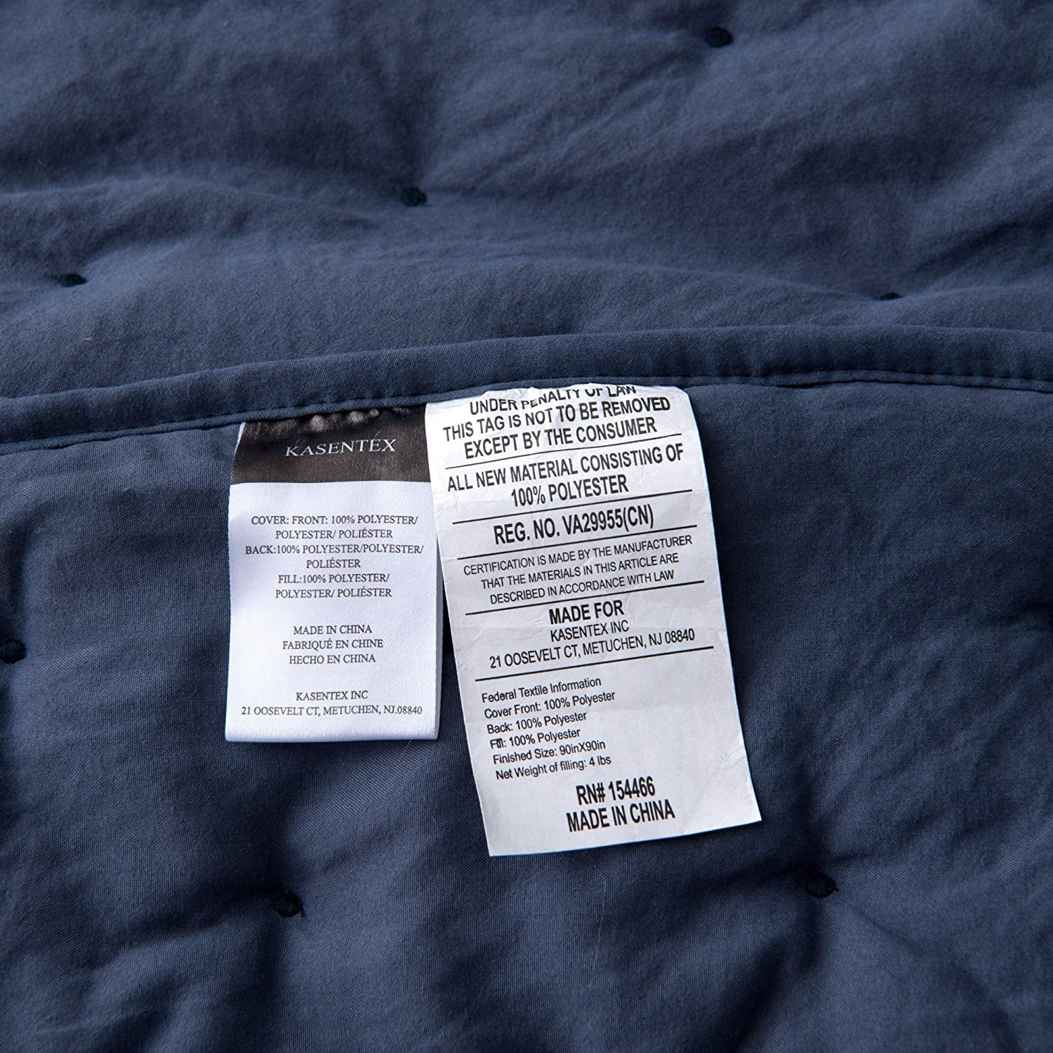 Kasentex  3-Piece Quilt Set Ultra Soft Microfiber Stone-Washed Lightweight All Season Blue Queen
