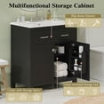 thumbnail image 4 of 30"W Modern Bathroom Vanity with Ceramic Sink & Soft-Close Doors, U-Shaped Adjustable Shelf, Solid Wood Frame & MDF Construction, Black, 4 of 9