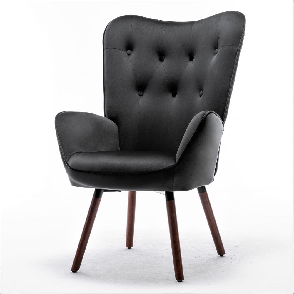 Uspridefurniture Kreedence 26.38" W Microfiber Wing Back Armchair, Black