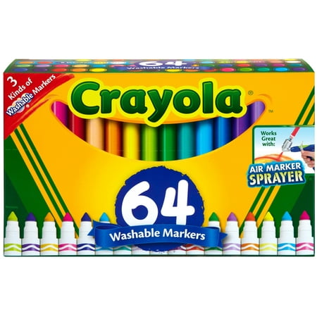 Crayola Washable Markers Set, Broad Line, Coloring Supplies, 64