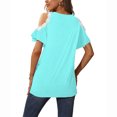 thumbnail image 5 of USSUMA Women Tops Dressy Casual Cold Shoulder Tops For Women Round-Neck Trendy Shirts Casual Summer Shirts Cute Lace Blouses T-Shirt Top Female Tops, 5 of 7