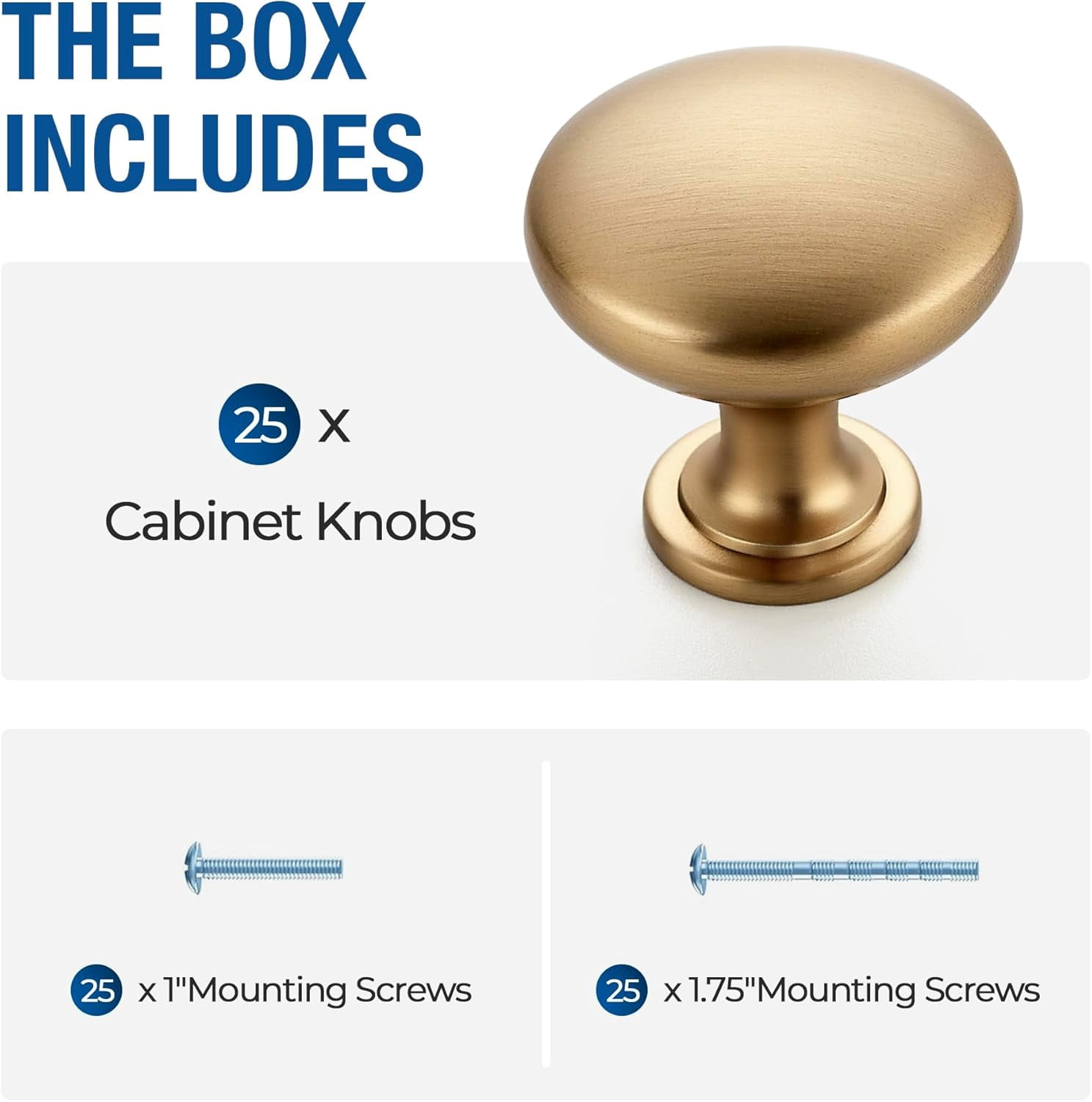25 Pack Brushed Nickel Cabinet Knobs 1-1/6 Inch Kitchen Cabinet Pulls Zinc Solid Drawer Knobs