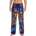 thumbnail image 2 of Goofa Colorful Fall Leaves Printed Soft Pajama Pants for Men, Wide Leg Comfy Casual Lounge Yoga Pants-, 2 of 9
