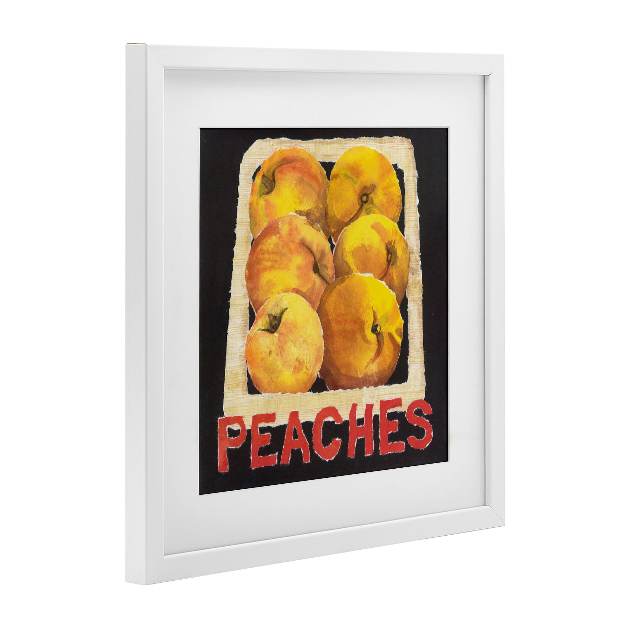 Stupell Industries Collaged Garden Peaches White Framed Print Under Glass, design by Nancy Overton