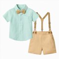 thumbnail image 2 of Boys Summer Outfits Baby Boy Formal Short Set Toddler Summer Gentleman Outfit Kid Short Sleeve Bowtie Shirt Suspender Shorts Suit, 2 of 6