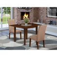 thumbnail image 4 of East West Furniture NDBA3-MAH-18 Dining Room Table Set 3 Pc - Two Dining Chairs and a Dining Room Table - Mahogany Finish Solid wood - Brown Color Linen Fabric, 4 of 4