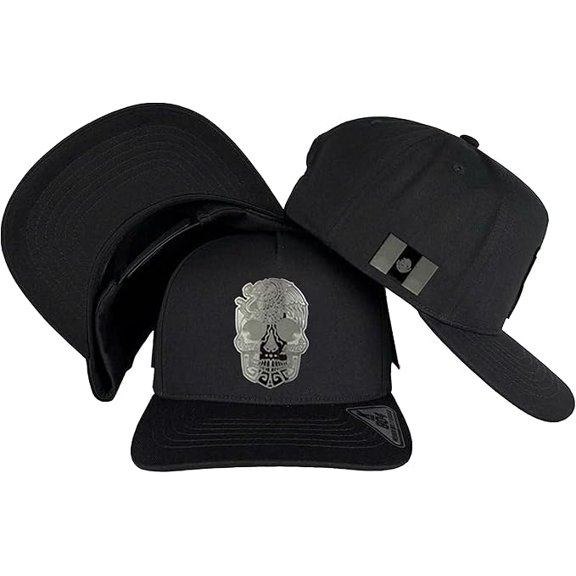Mexico Skull Snapback Hat, Calavera Flat Bill Adjustable Cap for Men Women, Classic Streetwear Baseball Hat