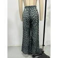 thumbnail image 3 of Women's Baggy Leopard Jeans Mid Rise Animal Print  Wide Leg Trousers Elastic Waist Cargo Pants with Pockets, 3 of 6