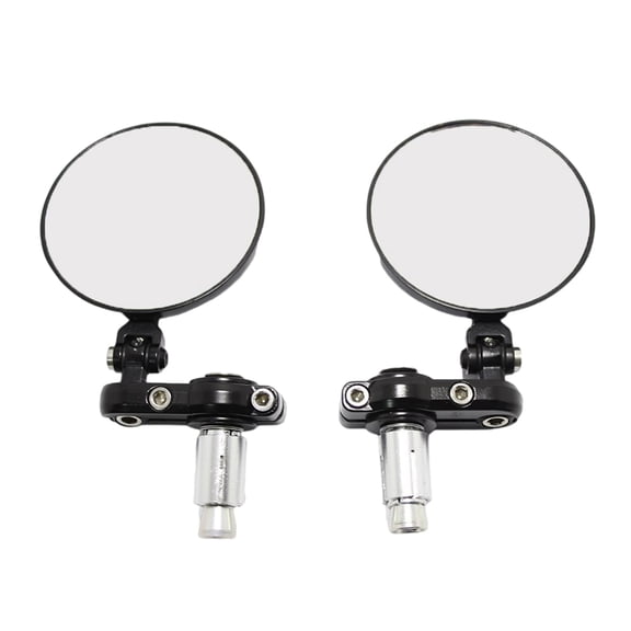 BIBABLYKE Aluminum Foldable Round Mirror Handle End Side Mirrors Adjustable Handlebar Mirror Simple Installation for Motorcycles