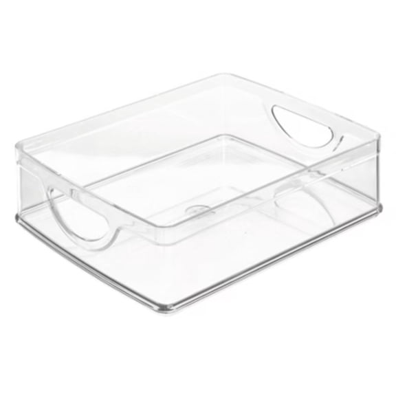 iDESIGN Recycled Plastic Cabinet and Pantry Storage Bin with Integrated Handles Clear Bin: Kitchen Organizer, 10"x8"x3"