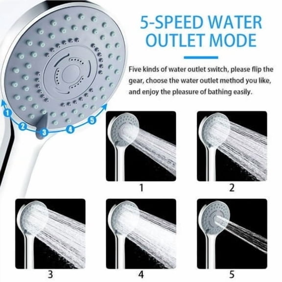 Pommeau de Douche Plastique Détachable Multi-modes Réglable Anti-Rouille Électroplaqué Remplacement Léger Pulvérisateur Haute Pression Type5