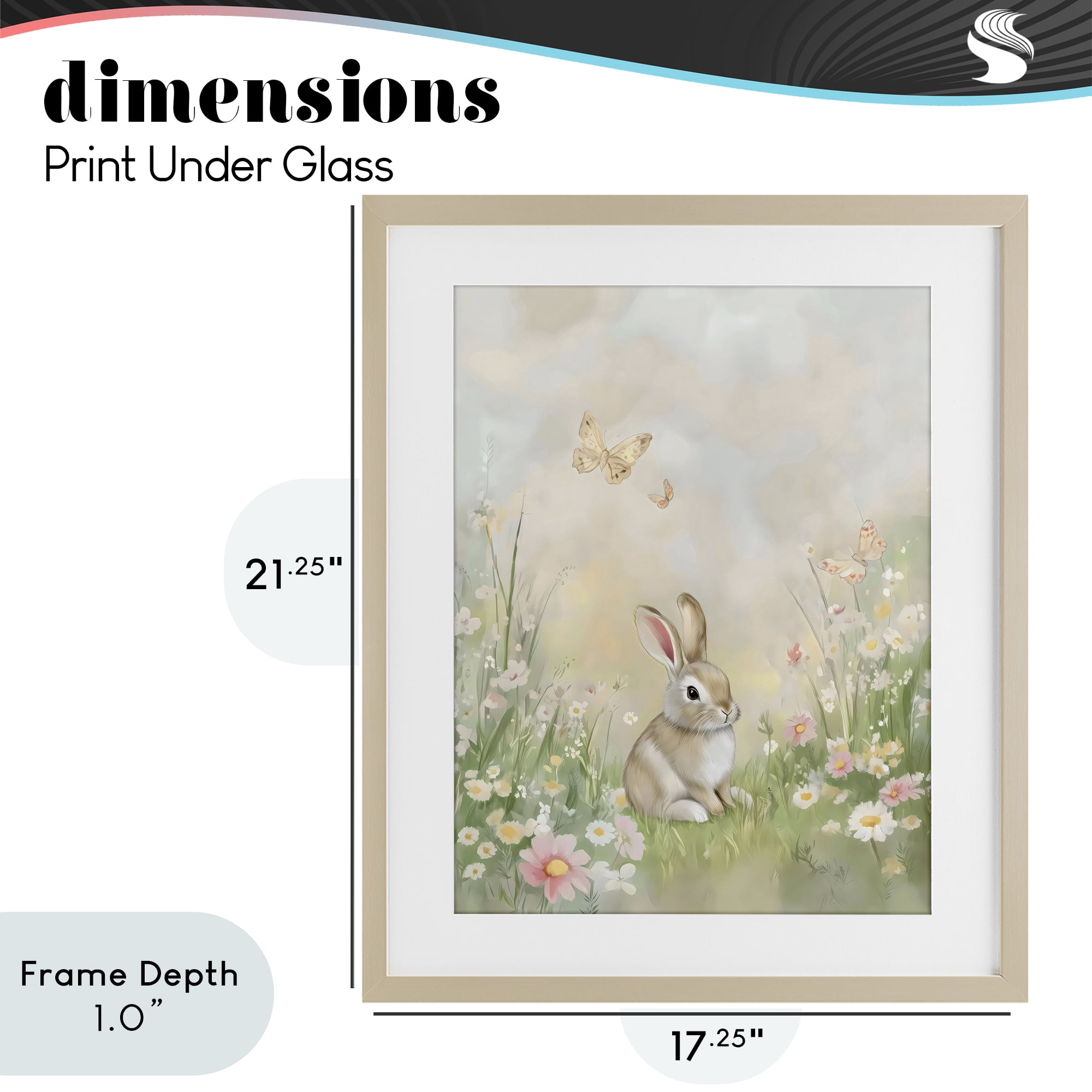 Stupell Industries Nursery Bunny in Meadow Birch Framed Print Under Glass, design by Arlington Prints