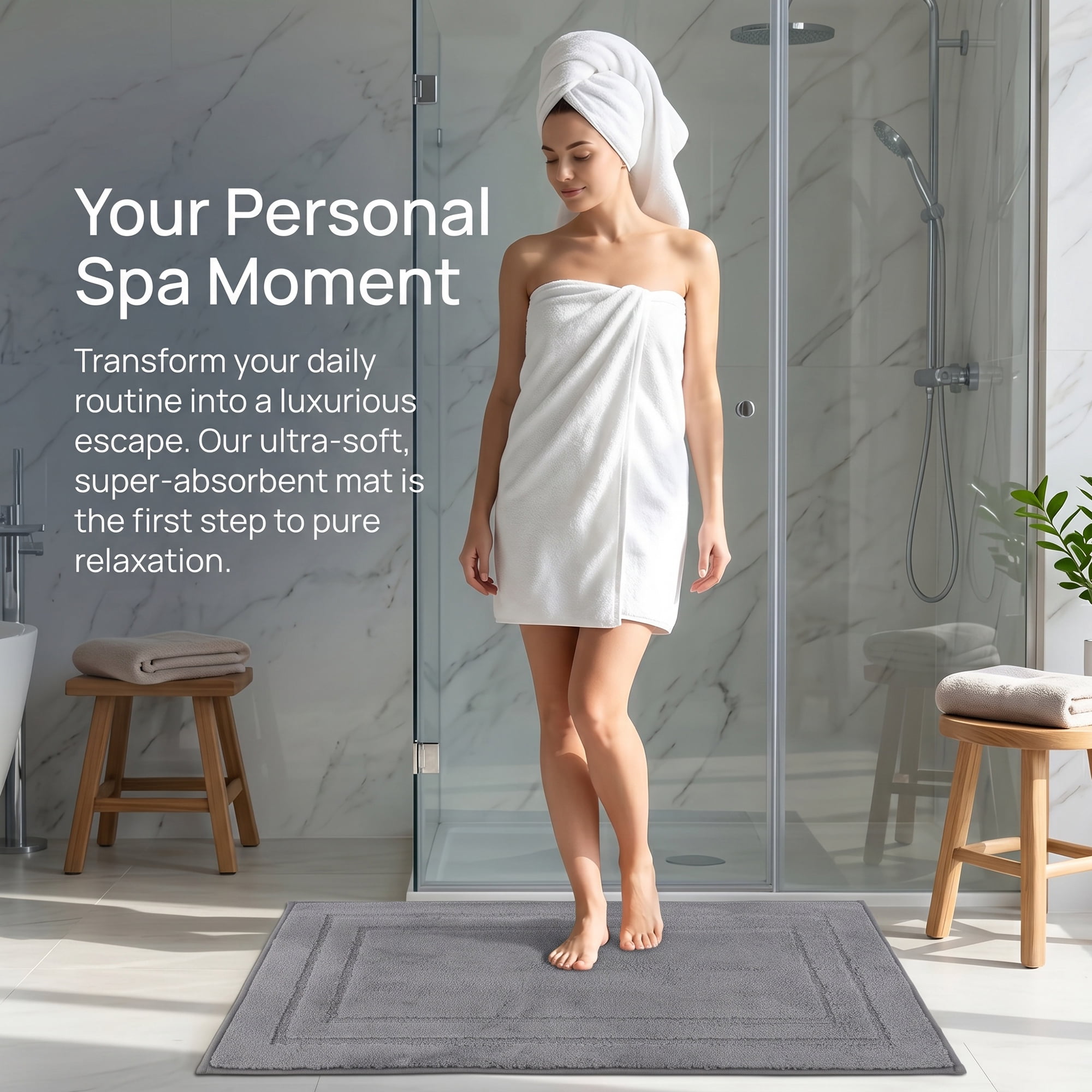 Unique Bargains Soft Non Slip Absorbent Shaggy Microfiber Bathroom Rug Gray 24" x 16"