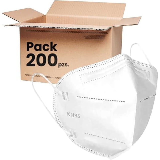 Pack de 200 Cubrebocas KN95 | Color Blanco | Cubre Bocas Protección Alta Eficiencia 5 Capas de Filtración | Face Mask Ajuste Cómodo y Seguro