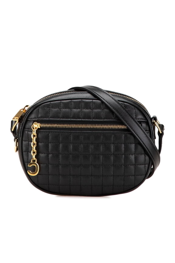 Pre-Owned Celine C Charm Small Crossbody Shoulder Bag Camera Black Leather Women's CELINE