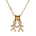 thumbnail image 1 of Collar para Mujer LuckyLy Personalizado Baño de Oro 14k y Zirconia Cúbica Modelo Darcy Niño y Niña dorado 2 Niños, 1 of 6