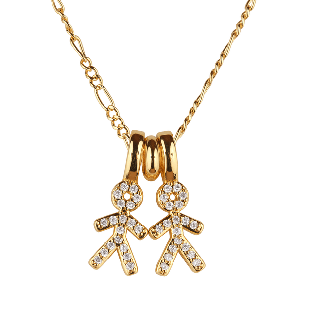 Collar para Mujer LuckyLy Personalizado Baño de Oro 14k y Zirconia Cúbica Modelo Darcy Niño y Niña dorado 2 Niños