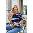 thumbnail image 4 of Wiholl Short Puff Sleeve Sweaters for Women Knit Tops 2026 Trendy Crewneck Striped T Shirts Casual Summer Blouses, 4 of 8