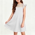 thumbnail image 2 of QIUOMBBP Flutter Sleeve Dress Short for Girls Solid Color Crewneck Dresses Fashion Summer Outdoor Clothes White 9-10Years, 2 of 7