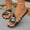 Black, variant on Women's Metallic Trim Flat Slide Sandals Wide Width Open Toe Summer Casual Slides Soft Comfort Sole Lightweight Beach Shoes Non Slip Outdoor Daily Slippers