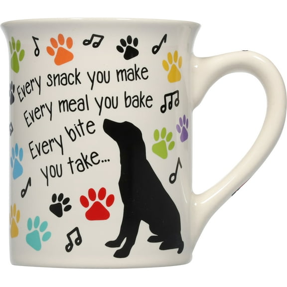 Enesco Paw Print Every Snack Black and White 16 Ounce Stoneware Coffee Cup Mug