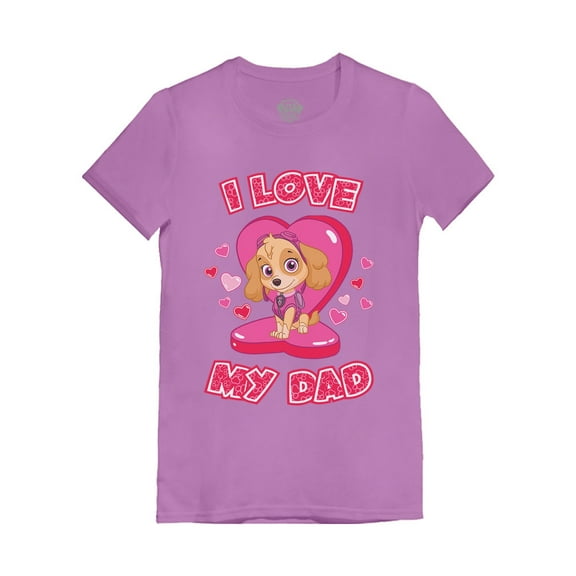 Tstars Girls Gifts for Dad Father's Day Shirts I Love my Dad Paw Patrol Skye Cool Best Gift for Dad Toddler Kids Girls Gifts for Dad Father's Day Shirts Fitted T-Shirt