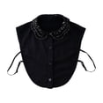 thumbnail image 3 of Women's Detachable Round False Collar, Openwork Design with Pearl Bead Embellishment, Inner Layering Piece for a Subtle and Stylish Neckline Detail-Black, 3 of 5