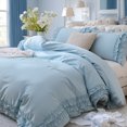 thumbnail image 3 of 100% Cotton Ruffled Duvet Cover Set Queen, White Shabby Chic Farmhouse Bedding Set French Country Cute Comforter Cover, 3 of 11