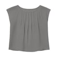 thumbnail image 4 of Mifsaly Cotton Linen Crop Tops Women Pleated Crewneck Summer Shirts Lightweight Breathable Beach Vacation Blouse Loose Casual Tshirts M, 4 of 9