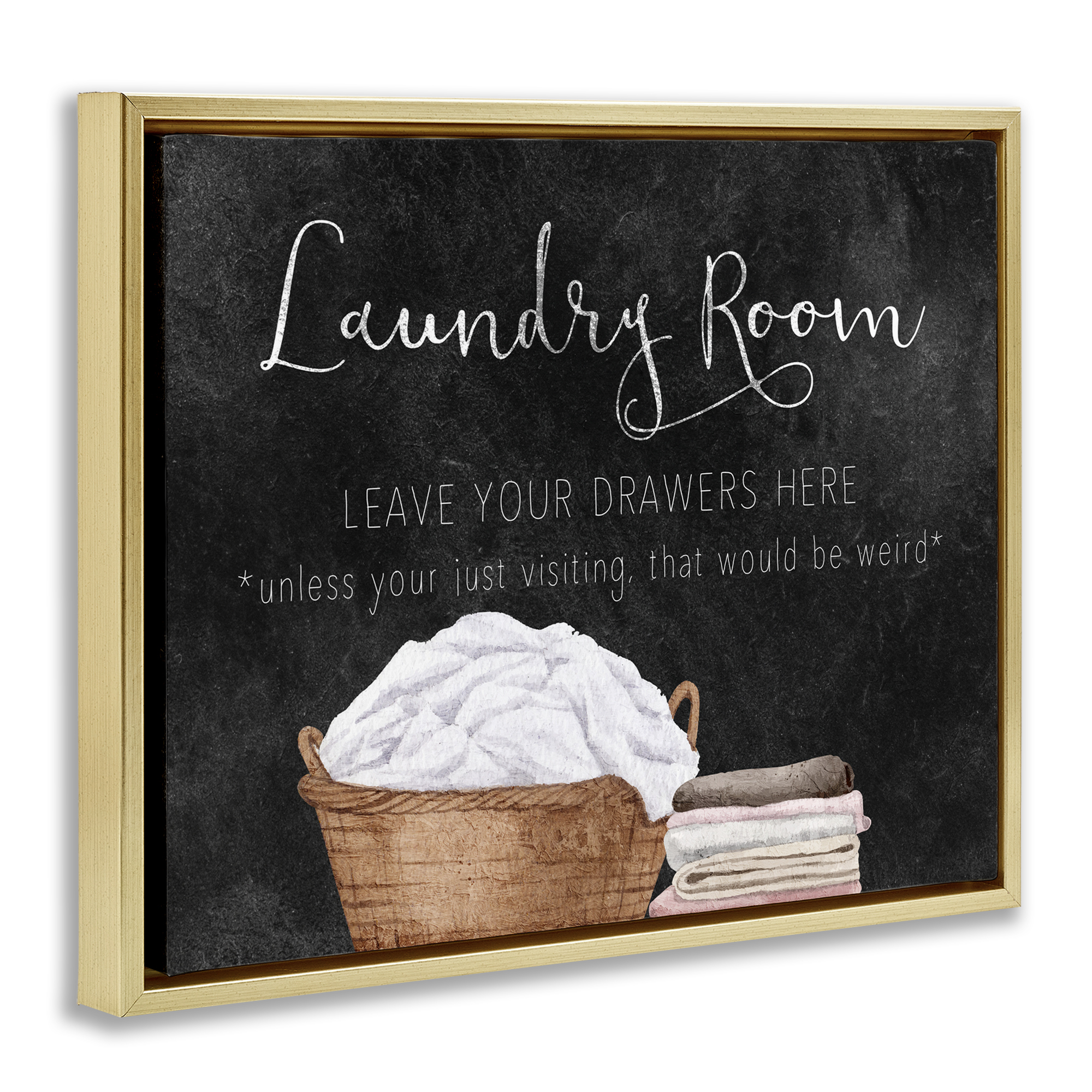Leave Your Drawers Laundry Gold Framed Floater Canvas Wall Art, design by Kim Allen