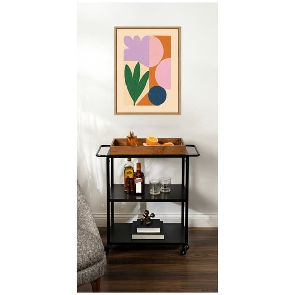 Kate and Laurel Framed Canvas Wall Art Print Flowers by Laura Moss, 18 x 24 Sylvie Natural Frame, Modern Contemporary, Abstract Art for Wall Decor