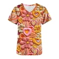 thumbnail image 3 of Valentine's Day Savings Clearance 2024! TAGOLD Women Scrub Tops, Print Scrub Tops, Women's Valentine's Day Printed Pocket Short Sleeve V-Neck Nurse Top, 3 of 4