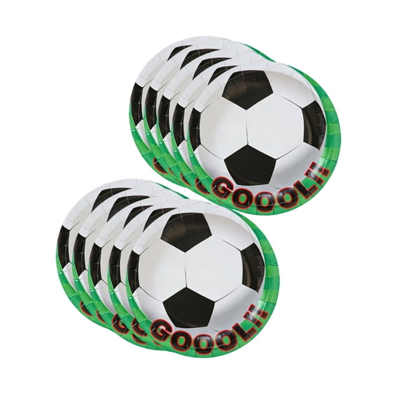 HuiXinOu Soccer Themed Paper Plates 10 Pack 9 Inch Disposable Dinner Plates Football Party Supplies for Birthday Events Family Gatherings Kids Celebrations