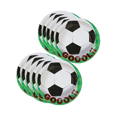 huayou Sport Theme Party Tableware Soccer Printed 7 Inch Disposable Paper Plates for Tabletop Diningroom Kitchen