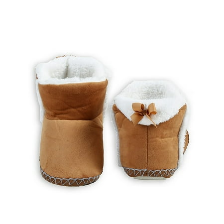 Rubber Sole Bow - Veil Entertainment Indoor Folded Cozy With Bow Rubber Sole Winter Slippers