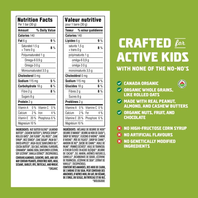 Clif Kid Zbar Centre au Beurre de Noix Pomme et centre au beurre d’amande et de noix de cajou Barre énergétique biologique 4x30g