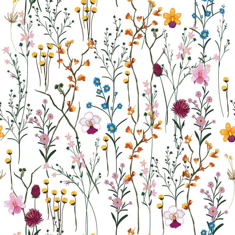 VEELIKE Dried Wildflowers Floral Wallpaper Peel and Stick for
