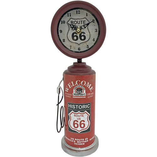 Retro Metal Route 66 Gas Pump Clock for shop, dorm, room, office, etc