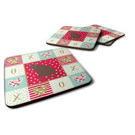 

3.5 x 3.5 in. Raas Cat Love Foam Coaster - Set of 4