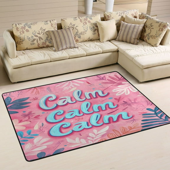 Area Rugs 36"x24" Indoor Non-Slip Wear Resistant Floor Mats Soft Large Carpets for Living Room, Bedroom, Home Decor Washable Rug Calm Calm Calm with Leaves