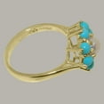 thumbnail image 4 of LBG British Made 14k Yellow Gold Cultured Pearl & Turquoise Womens Statement Ring - 33 size options - Size 5, 4 of 6