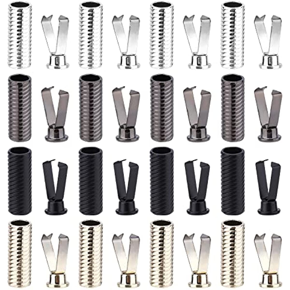 32 Sets Shoelace End Tips 4 Color Alloy Shoelace Replacement Drawstring