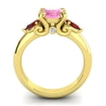 thumbnail image 4 of Diamond-Capitals 2.50 Carat Round Shape Pink Sapphire & Garnet Gemstone Luxurious Engagement Ring for Women Solid 18K Yellow Gold Size 9.5, 4 of 8