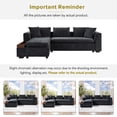 thumbnail image 6 of 93.7"Corduroy Sectional Modular Couch with Wooden Storage Compartment, L Shaped  Comfy Deep Sofa with Cup Holder and 2 Pillows for Living Room, Apartment, Black, 6 of 8